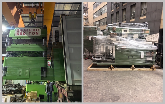 Envio de máquinas de moldagem e retificação de utensílios de mesa em melamina da fábrica Shunhao.