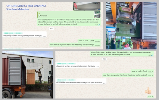 Remessa de máquinas de moldagem de louças de melamina e máquinas de pré-aquecimento da fábrica de Shunhao